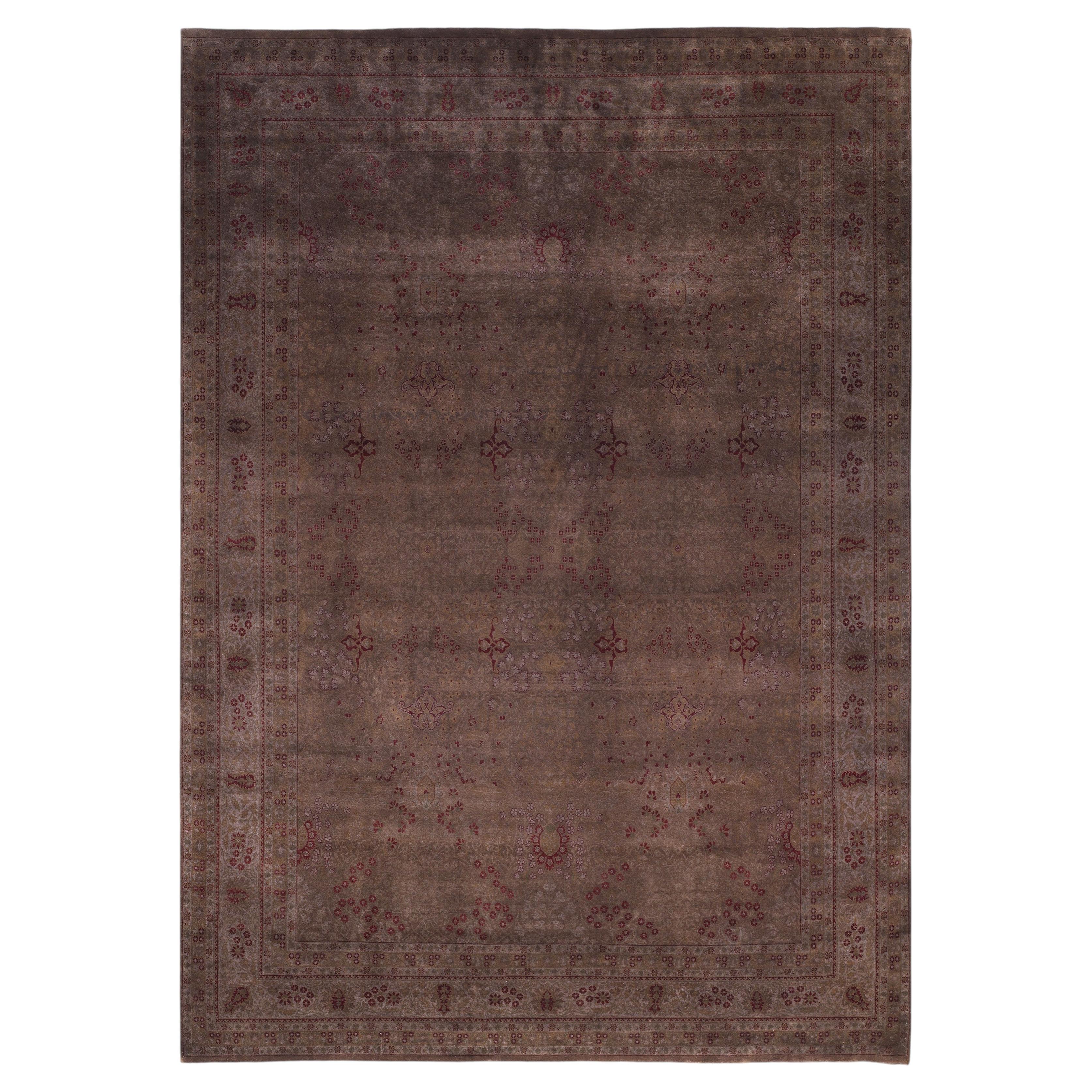 Overdyed Hand-Knotted Wool Modern-Contemporary Brown Area Rug 9' 2" x 12' 1"