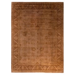 Overdyed Hand-Knotted Wool Modern-Contemporary Brown Area Rug 9' 3" x 12' 7"