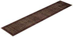 Overdyed Hand-Knotted Wool Modern-Contemporary Brown Runner 2' 6" x 12' 3"