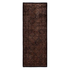 Overdyed Hand-Knotted Wool Modern-Contemporary Brown Runner 2' 6" x 6' 10"