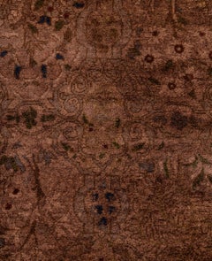 Sobreteñido Anudado a Mano de Lana Moderno-Contemporáneo Marrón Alfombra de 2' 6" x 7' 6"