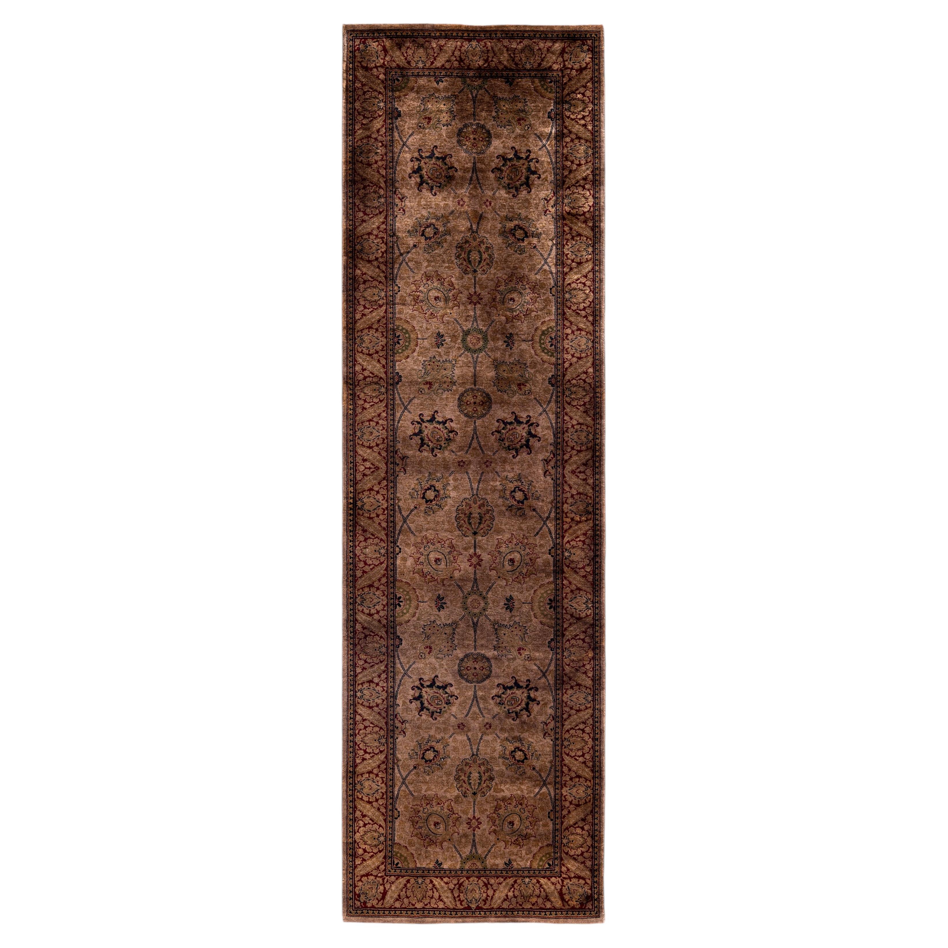 Overdyed Hand-Knotted Wool Modern-Contemporary Brown Runner 2' 6" x 8' 10"