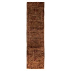Overdyed Hand-Knotted Wool Modern-Contemporary Brown Runner 2' 7" x 10' 2"