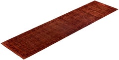 Overdyed Hand-Knotted Wool Modern-Contemporary Brown Runner 2' 7" x 10' 3"