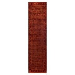 Overdyed Hand-Knotted Wool Modern-Contemporary Brown Runner 2' 7" x 10' 3"