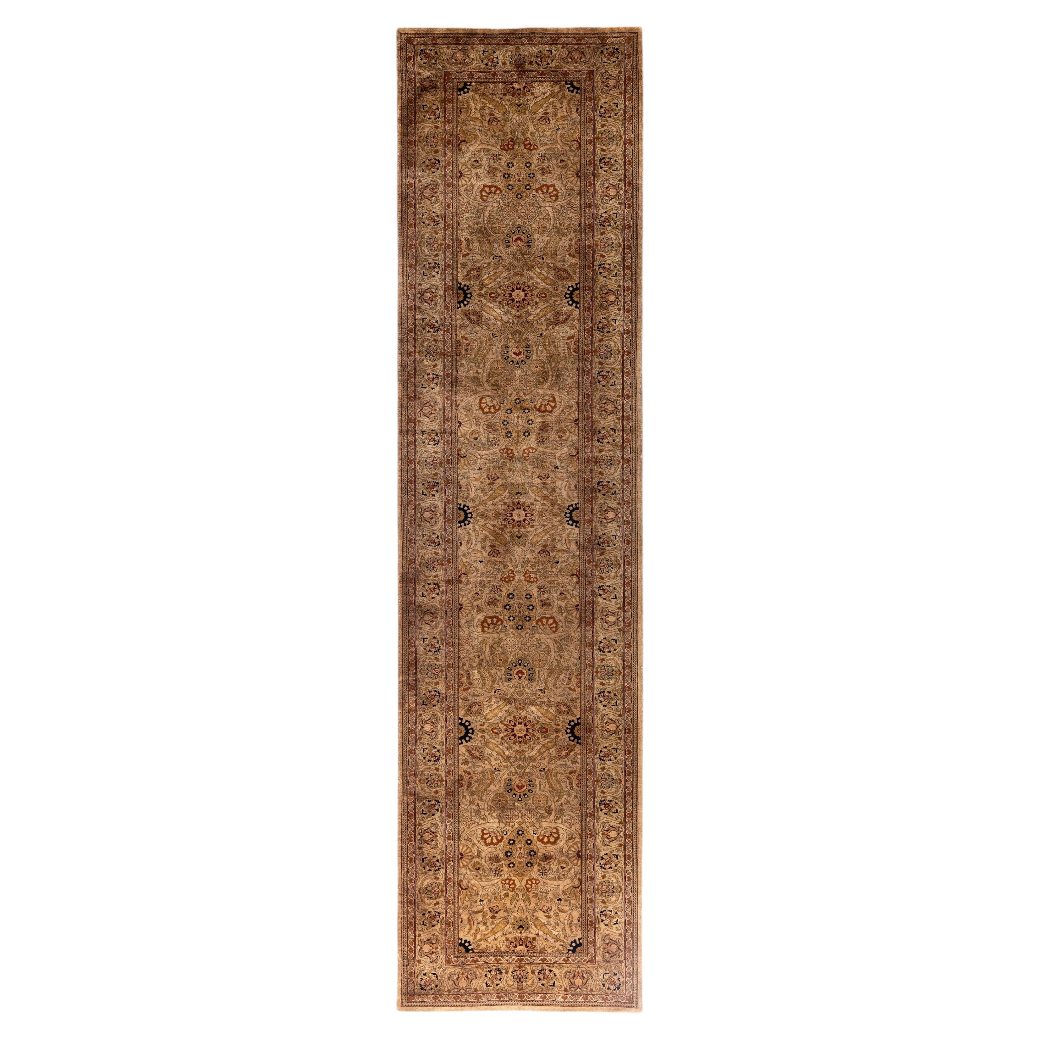Overdyed Hand-Knotted Wool Modern-Contemporary Brown Runner 2' 7" x 11' 1" For Sale