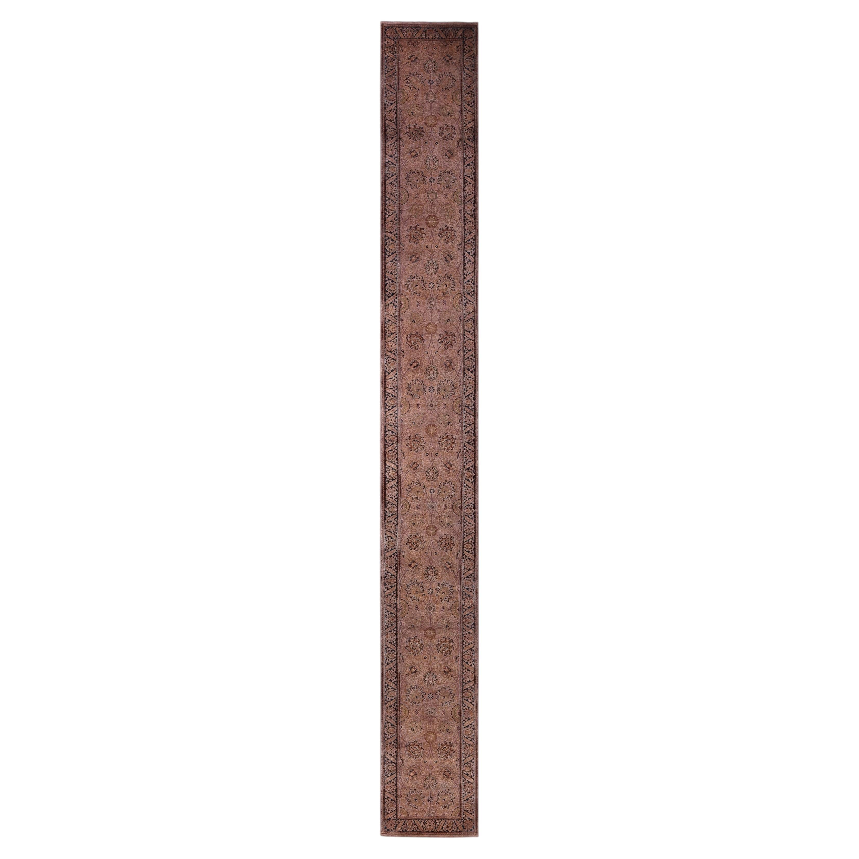 Overdyed Hand-Knotted Wool Modern-Contemporary Brown Runner 2' 7" x 21' 9"
