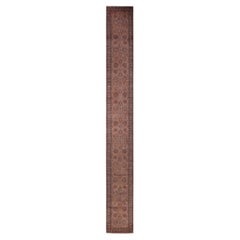 Overdyed Hand-Knotted Wool Modern-Contemporary Brown Runner 2' 7" x 21' 9"