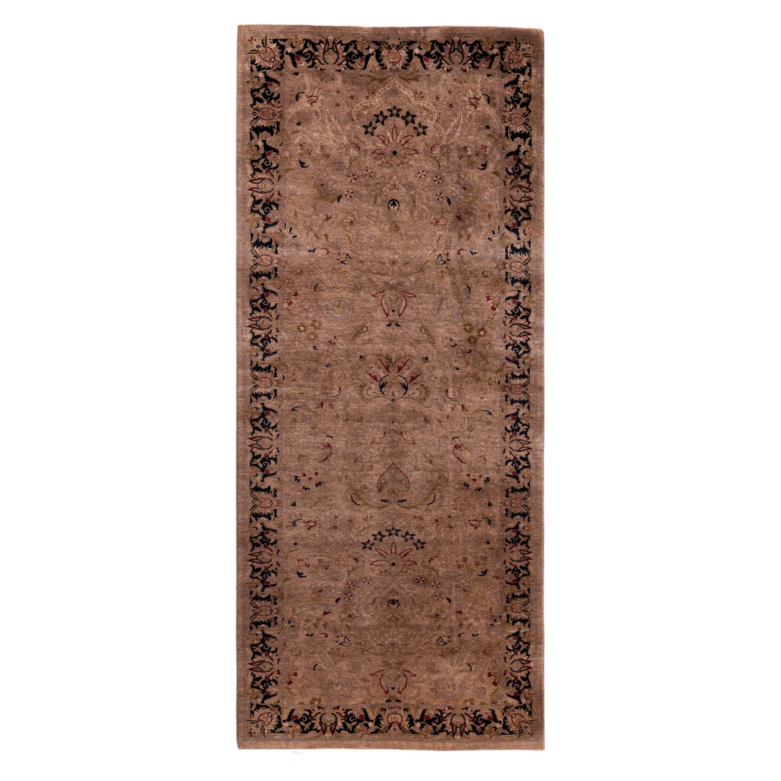 Overdyed Hand-Knotted Wool Modern-Contemporary Brown Runner 2' 7" x 6' 5"
