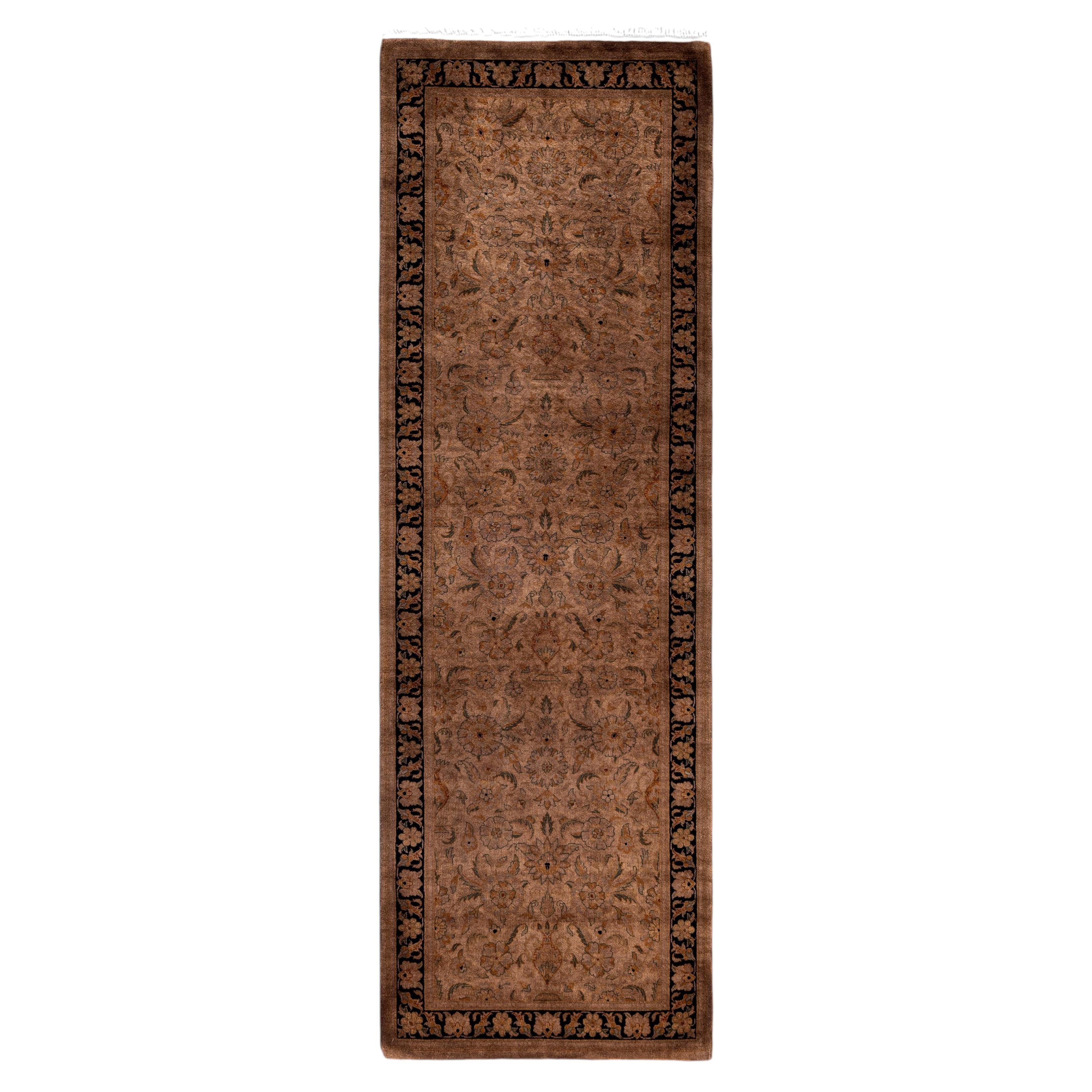 Overdyed Hand-Knotted Wool Modern-Contemporary Brown Runner 2' 7" x 8' 1"