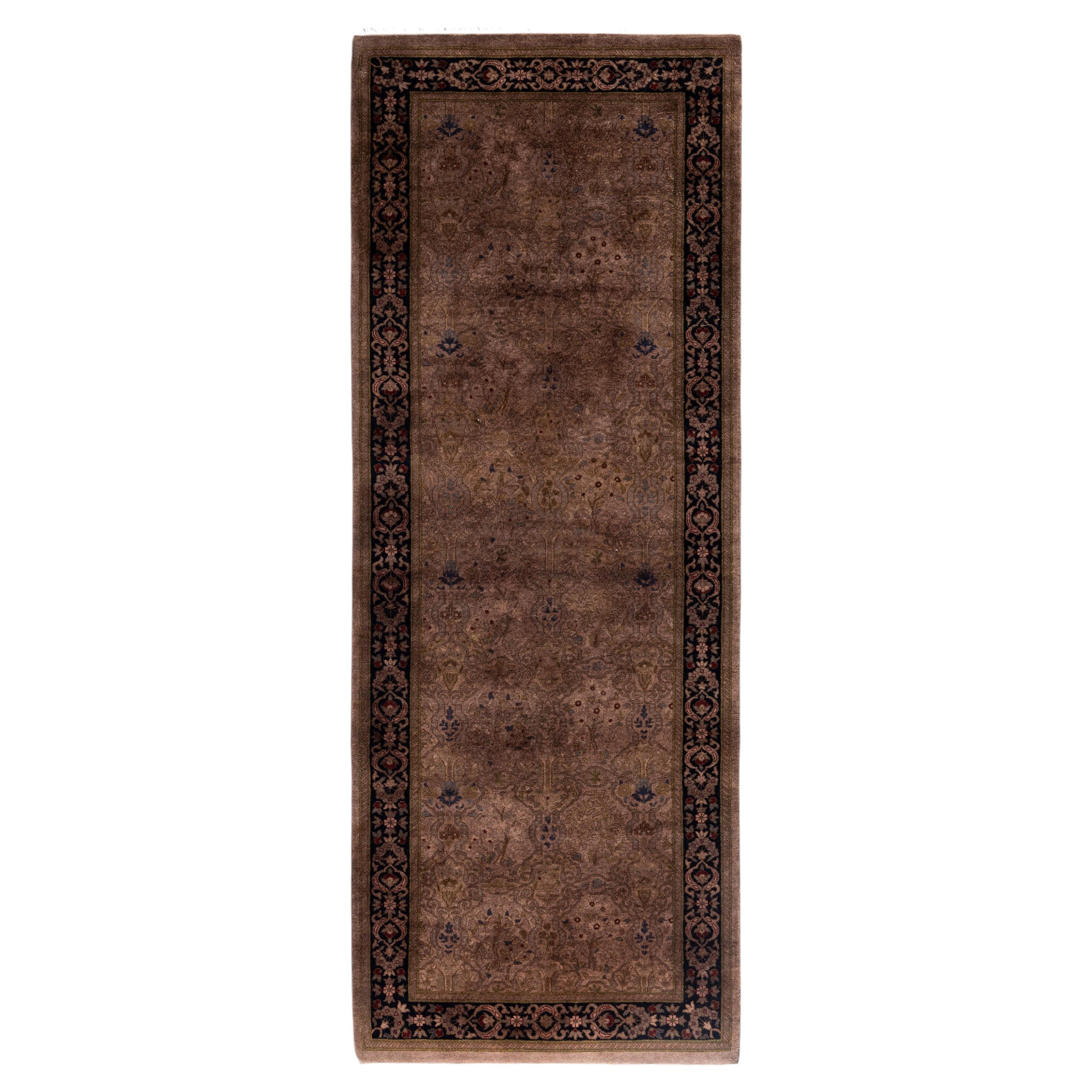 Overdyed Hand-Knotted Wool Modern-Contemporary Brown Runner 2' 8" x 7' 3"