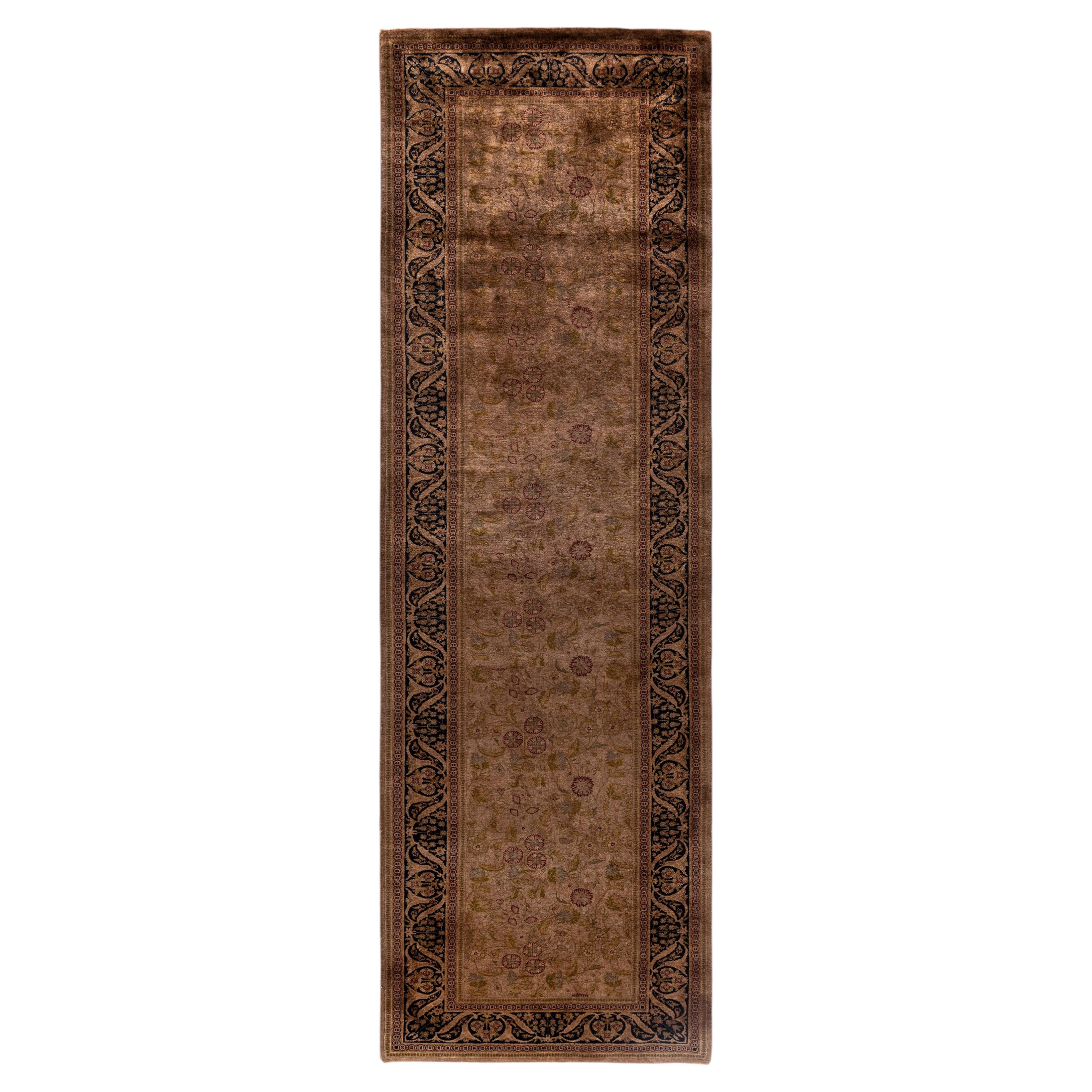Overdyed Hand-Knotted Wool Modern-Contemporary Brown Runner 2' 8" x 8' 6"