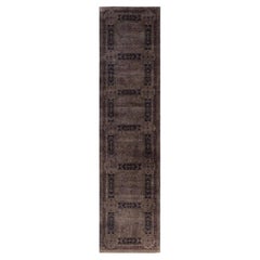 Overdyed Hand-Knotted Wool Modern-Contemporary Brown Runner 3' 0" x 12' 6"