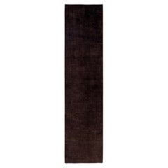 Overdyed Hand-Knotted Wool Modern-Contemporary Brown Runner 3' 1" x 13' 1"