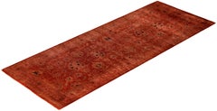 Overdyed Hand-Knotted Wool Modern-Contemporary Brown Runner 3' 1" x 8' 2"