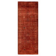Overdyed Hand-Knotted Wool Modern-Contemporary Brown Runner 3' 1" x 8' 2"