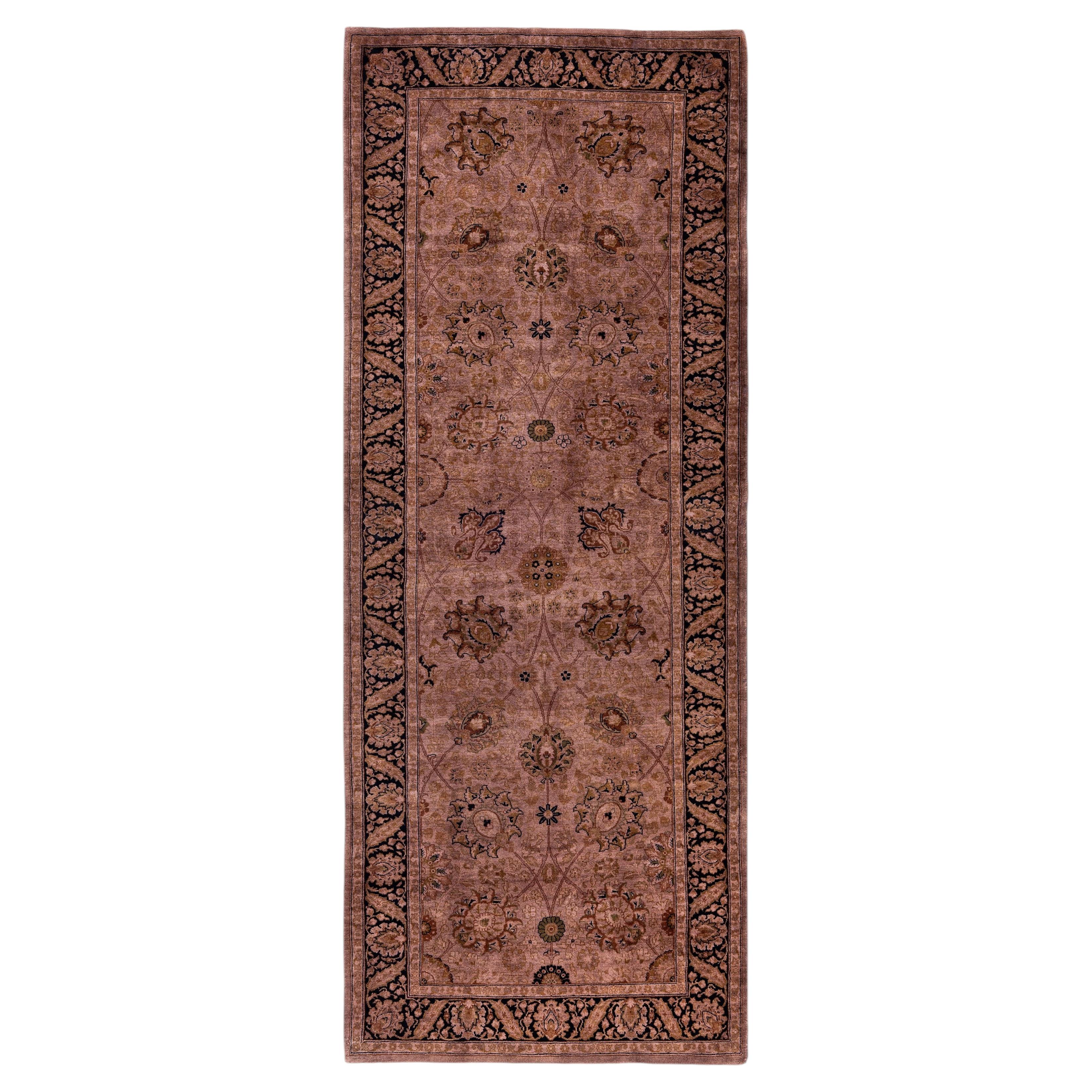 Overdyed Hand-Knotted Wool Modern-Contemporary Brown Runner 3' 1" x 8' 4"