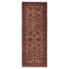 Overdyed Hand-Knotted Wool Modern-Contemporary Brown Runner 3' 1" x 8' 4"