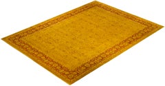 Alfombra de lana anudada a mano sobreteñida, moderna y contemporánea, dorada, 10' 2" x 14' 1" (30 cm x 30 cm)