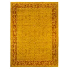 Alfombra de lana anudada a mano sobreteñida, moderna y contemporánea, dorada, 10' 2" x 14' 1" (30 cm x 30 cm)