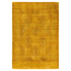 Overdyed Hand-Knotted Wool Modern-Contemporary Gold Area Rug 4' 1" x 6' 1"