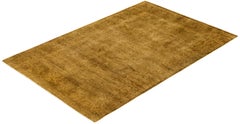 Overdyed Hand-Knotted Wool Modern-Contemporary Gold Area Rug 4' 1" x 6' 3"
