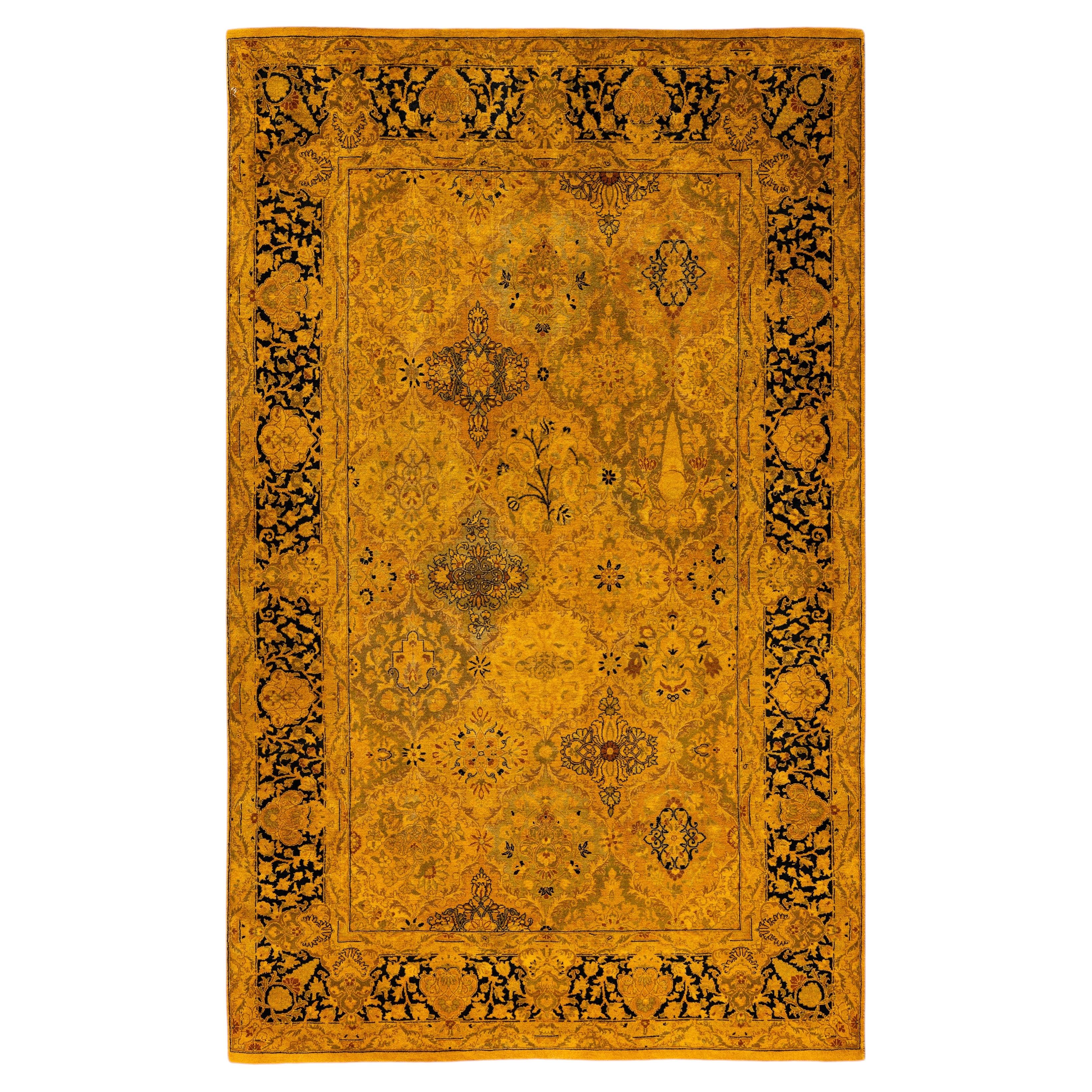 Overdyed Hand-Knotted Wool Modern-Contemporary Gold Area Rug 4' 7" x 7' 6"