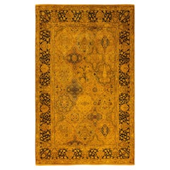 Overdyed Hand-Knotted Wool Modern-Contemporary Gold Area Rug 4' 7" x 7' 6"