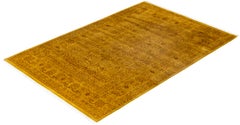 Overdyed Hand-Knotted Wool Modern-Contemporary Gold Area Rug 4' 8" x 6' 10"
