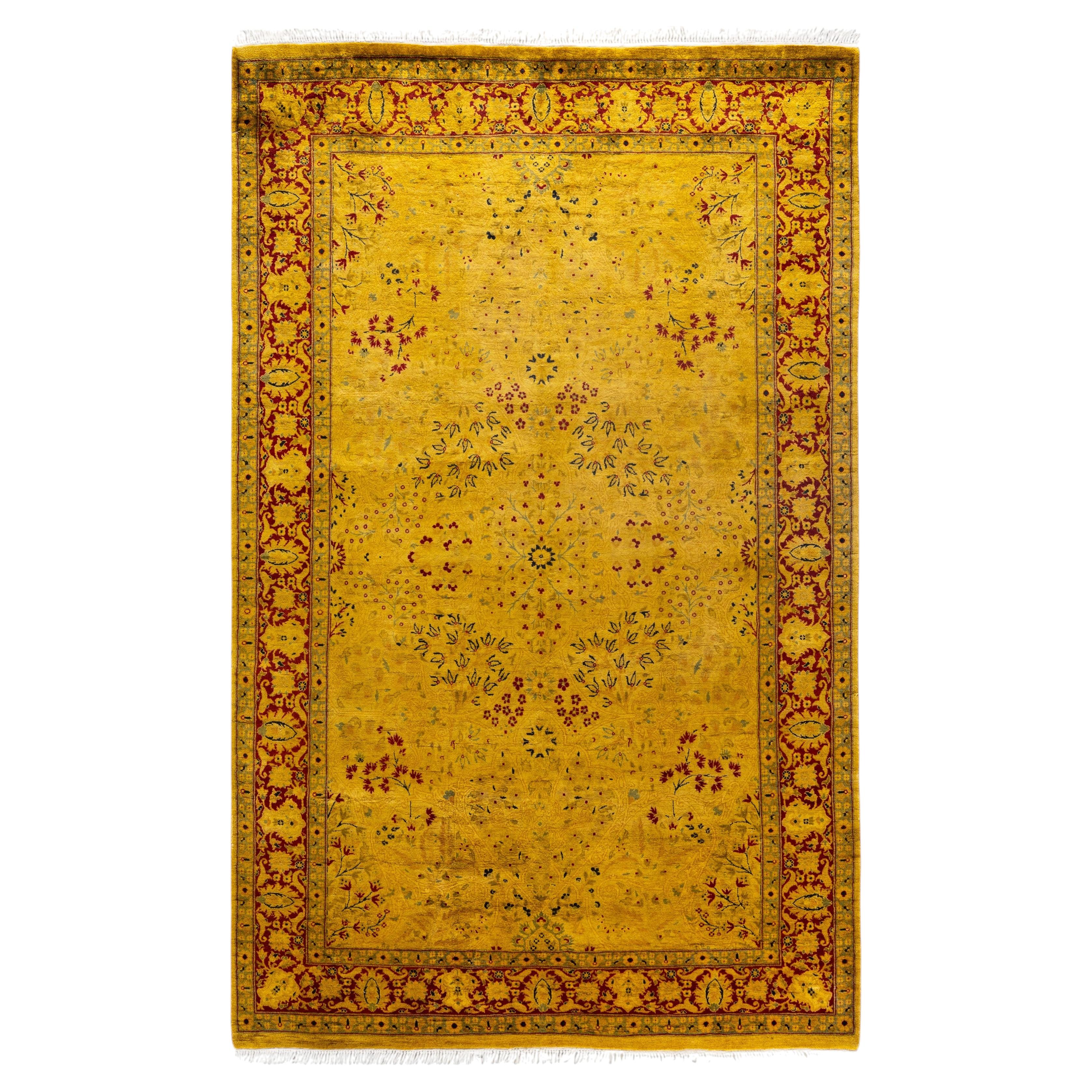 Overdyed Hand-Knotted Wool Modern-Contemporary Gold Area Rug 4' 8" x 7' 3"