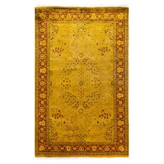 Overdyed Hand-Knotted Wool Modern-Contemporary Gold Area Rug 4' 8" x 7' 3"