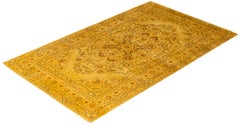 Overdyed Hand-Knotted Wool Modern-Contemporary Gold Area Rug 4' 8" x 7' 4"