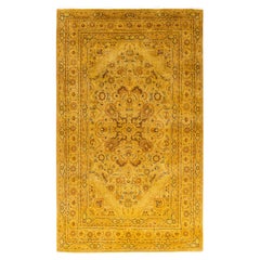 Overdyed Hand-Knotted Wool Modern-Contemporary Gold Area Rug 4' 8" x 7' 4"