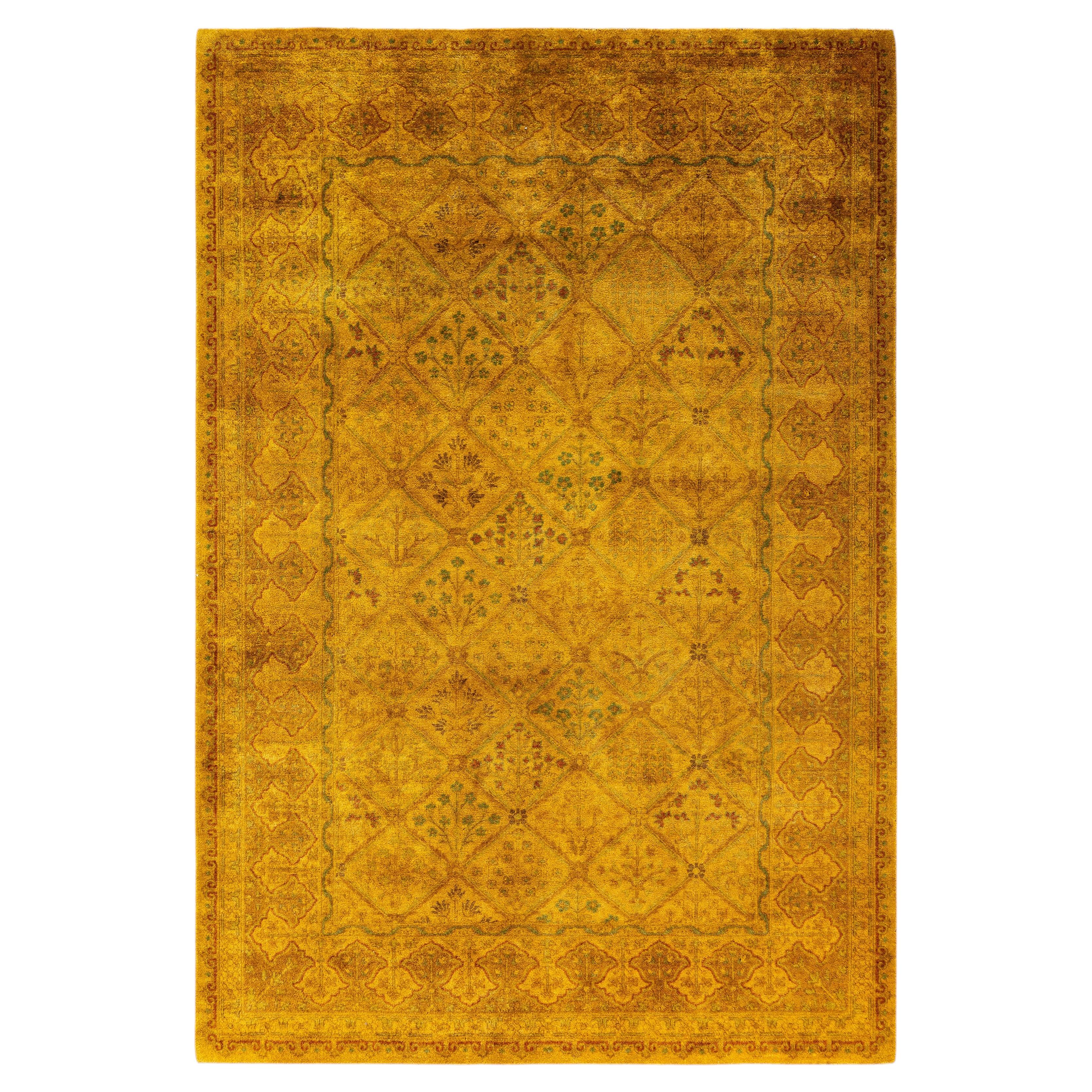 Overdyed Hand-Knotted Wool Modern-Contemporary Gold Area Rug 5' 3" x 7' 7"