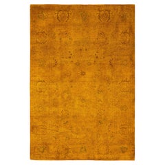 Overdyed Hand-Knotted Wool Modern-Contemporary Gold Area Rug 5' 3" x 7' 9"