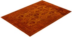 Overdyed Hand-Knotted Wool Modern-Contemporary Gold Area Rug 6' 1" x 8' 1"