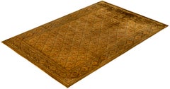 Alfombra de lana anudada a mano sobreteñida, moderna y contemporánea, dorada 6' 2" x 9' 2" (6' 2" x 9' 2")