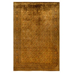 Alfombra de lana anudada a mano sobreteñida, moderna y contemporánea, dorada 6' 2" x 9' 2" (6' 2" x 9' 2")