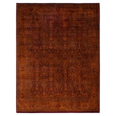 Overdyed Hand-Knotted Wool Modern-Contemporary Gold Area Rug 7' 11" x 10' 5"