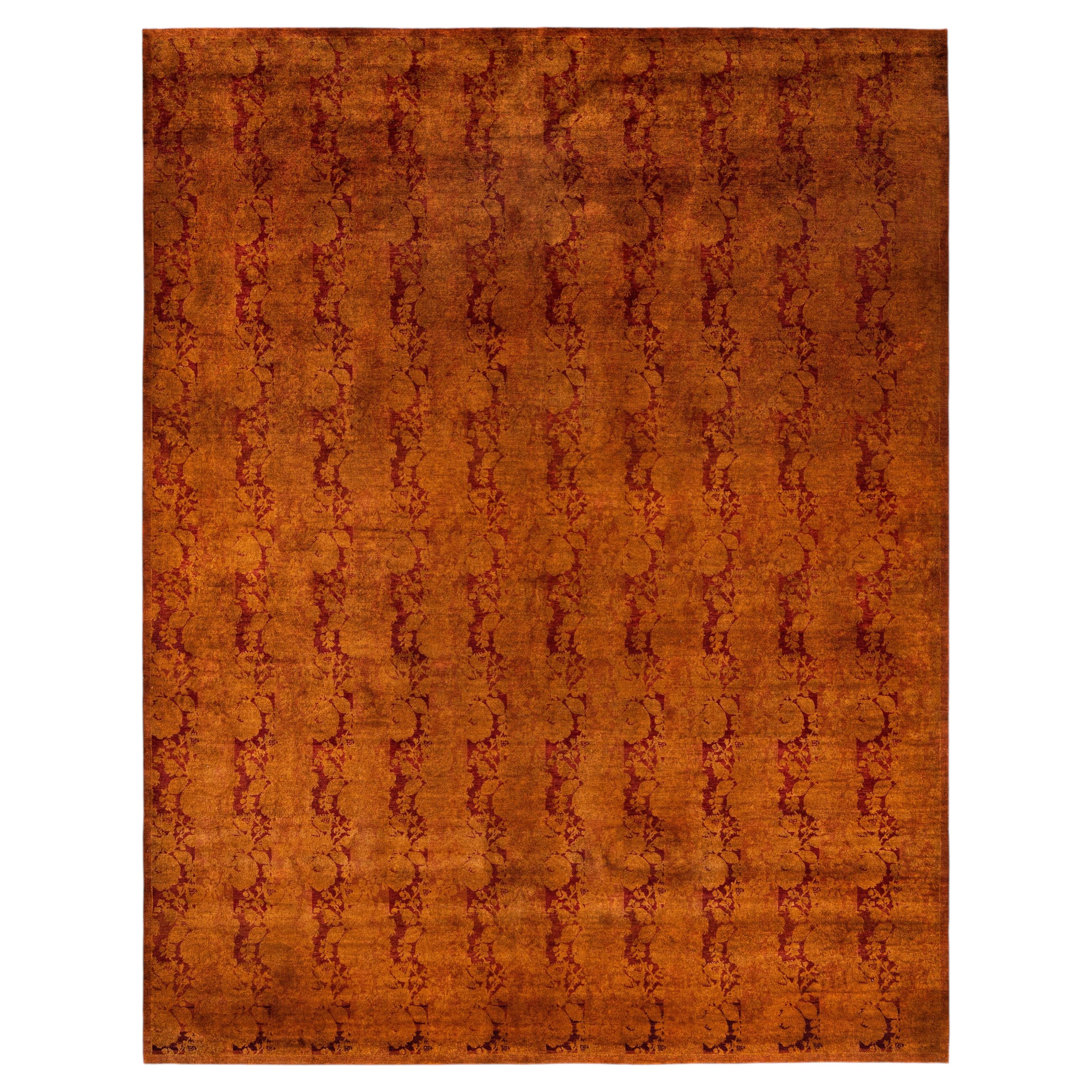 Overdyed Hand-Knotted Wool Modern-Contemporary Gold Area Rug 8' 3" x 10' 2"