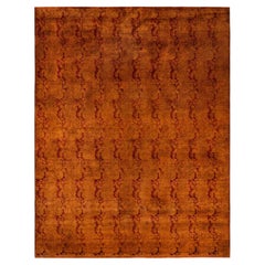 Tappeto Overdyed in lana annodato a mano di colore oro moderno-contemporaneo 8' 3" x 10' 2"