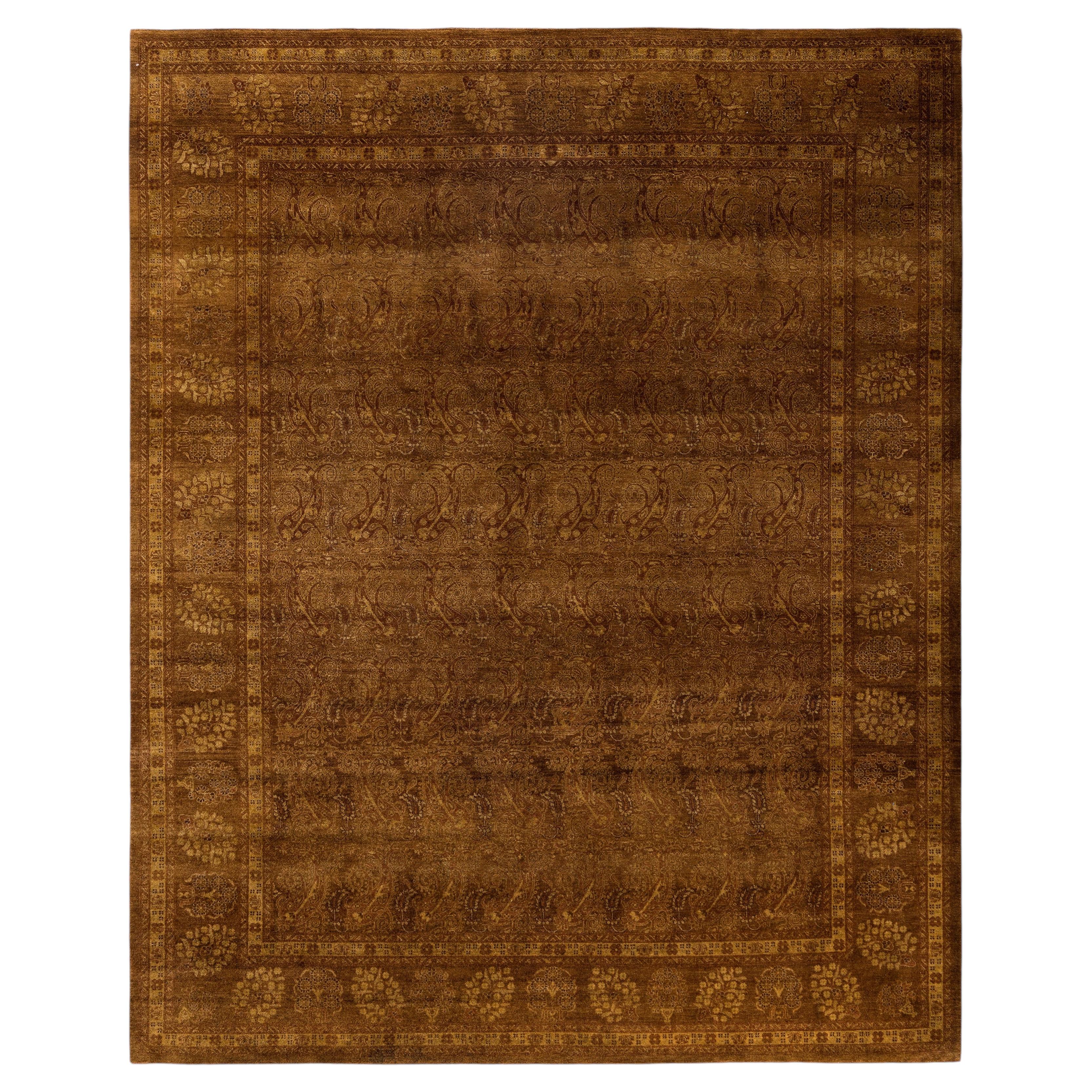 Overdyed Hand-Knotted Wool Modern-Contemporary Gold Area Rug 8' 3" x 10' 4"