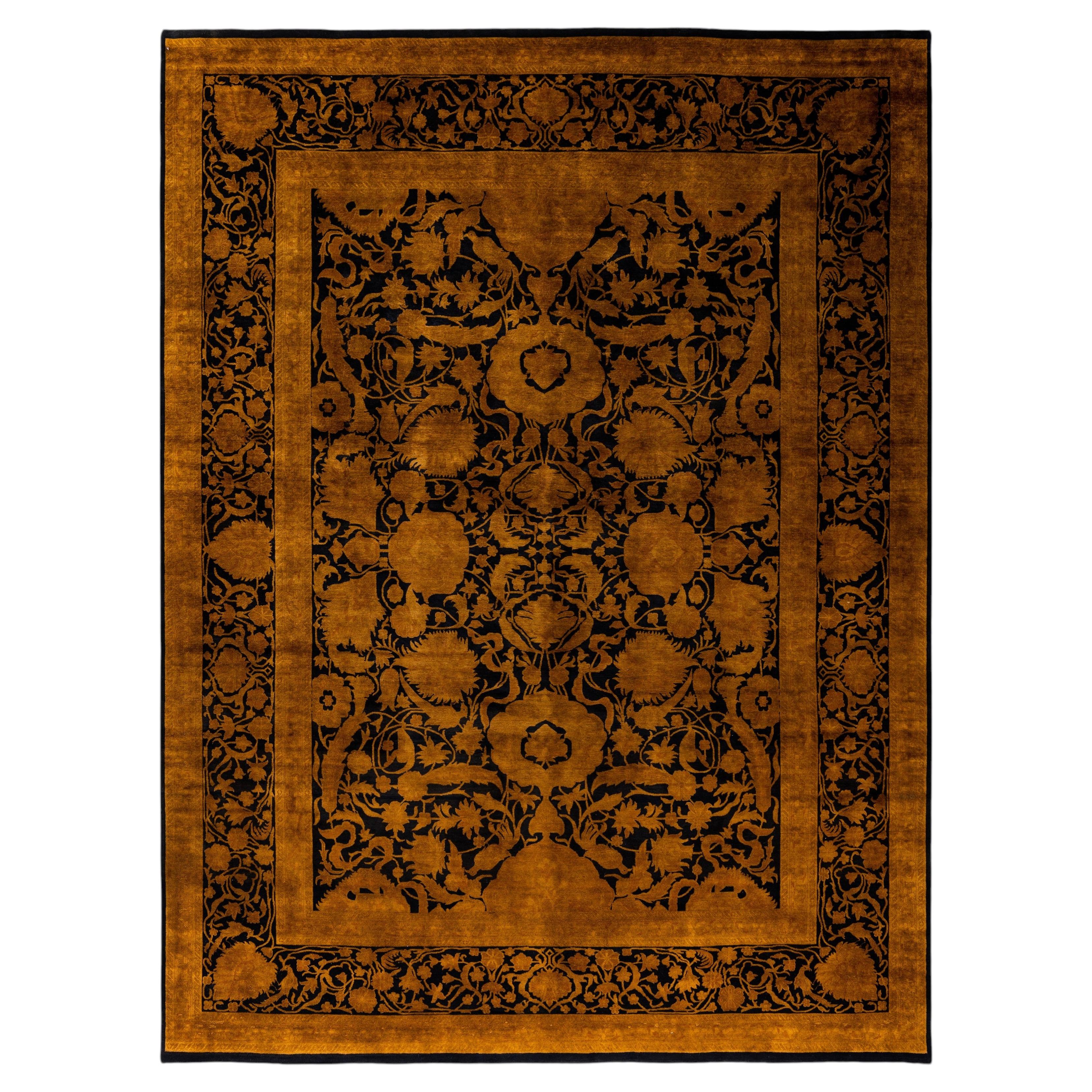 Overdyed Hand-Knotted Wool Modern-Contemporary Gold Area Rug 9' 1" x 12' 0"