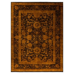 Overdyed Hand-Knotted Wool Modern-Contemporary Gold Area Rug 9' 1" x 12' 0"