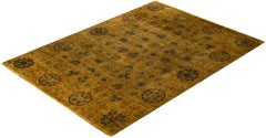 Overdyed Hand-Knotted Wool Modern-Contemporary Gold Area Rug 9' 4" x 12' 10"