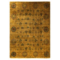 Overdyed Hand-Knotted Wool Modern-Contemporary Gold Area Rug 9' 4" x 12' 10"