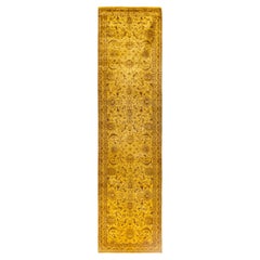 Overdyed Hand-Knotted Wool Modern-Contemporary Gold Runner 2' 7" x 10' 3"