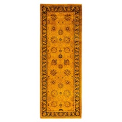 Overdyed Hand-Knotted Wool Modern-Contemporary Gold Runner 3' 0" x 8' 3"