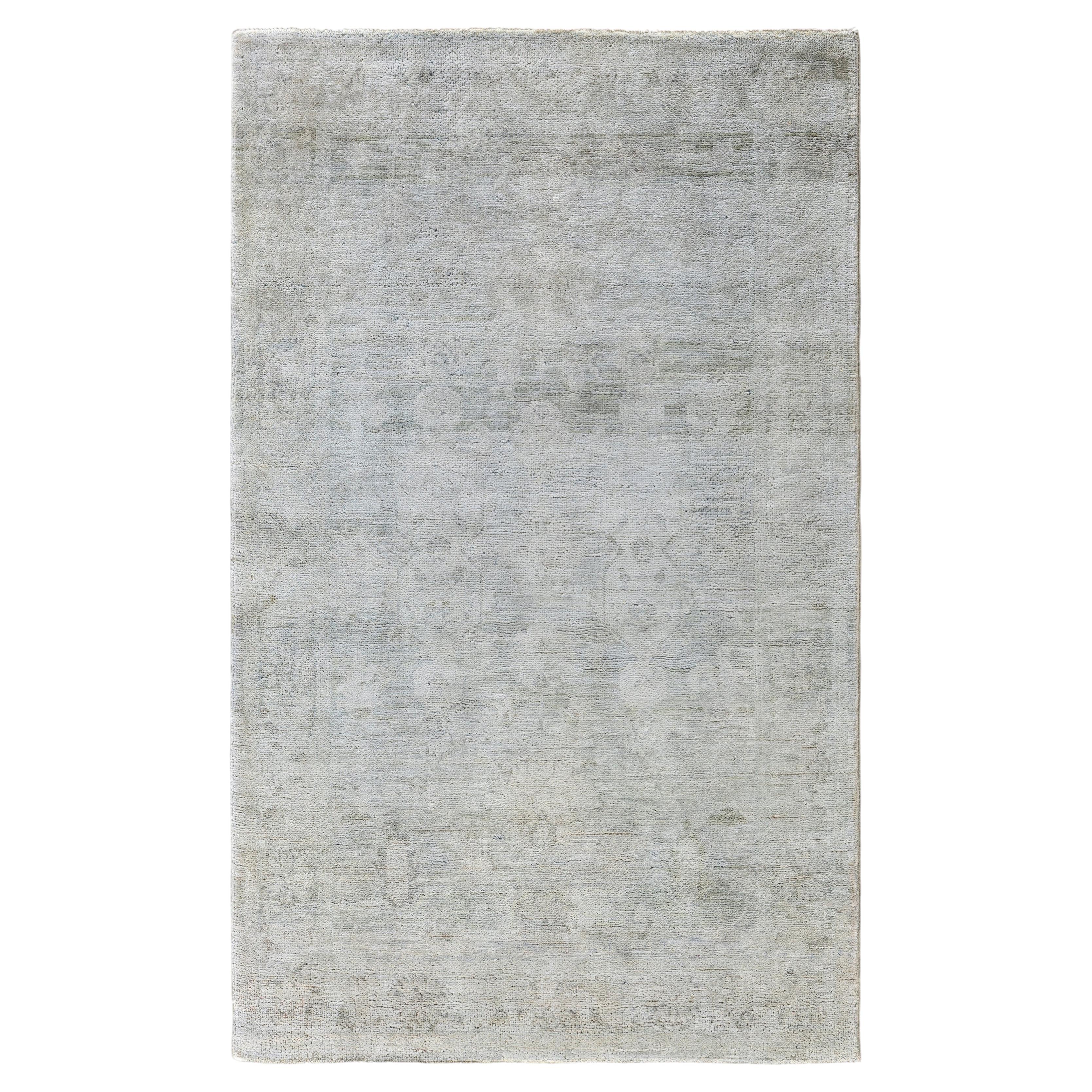Overdyed Hand-Knotted Wool Modern-Contemporary Gray Area Rug 3' 1" x 4' 10"
