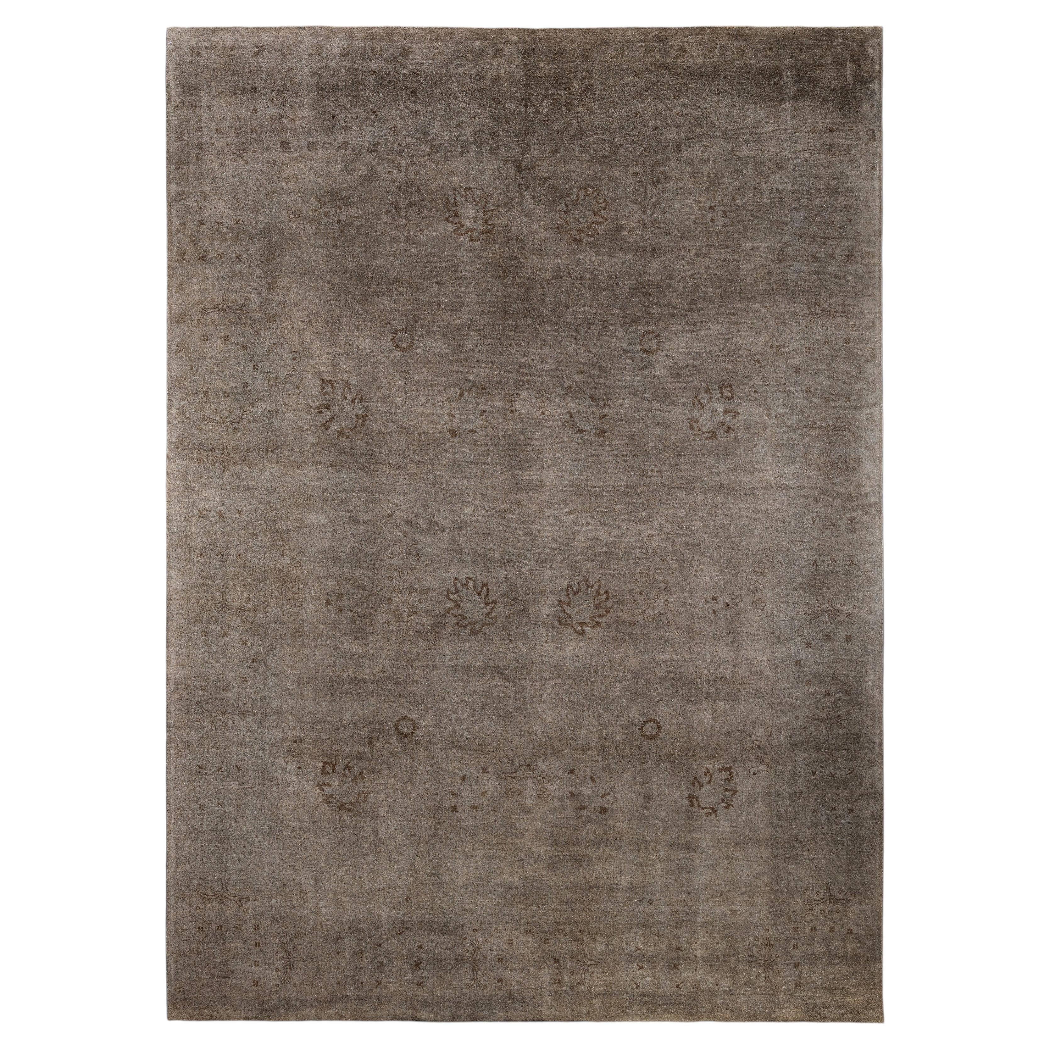 Overdyed Hand-Knotted Wool Modern-Contemporary Gray Area Rug 9' 0" x 12' 6"